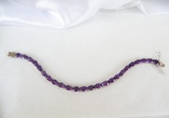 Vintage Sterling Silver 925 Heated African Amethyst Tennis Bracelet 7.5″