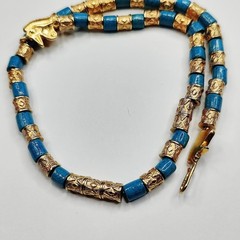 Vintage MMA 1976 Egypitian Revival Gold Plate Blue Stone Bead Necklace