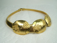 Vintage KJL Kenneth Jay Lane Gold Tone Statement Choker Necklace Chunky Unusual