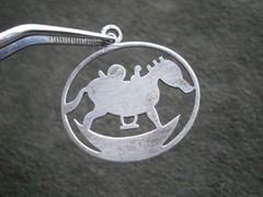 JMS Unusual Rocking Horse Vintage Sterling Silver Bracelet Charm Pendant 2.6g