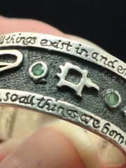 VTG EMERLD STONES TABLET MERCURY CUSTOM RING STERLING SILVER Not Many Made