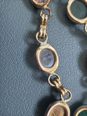 VTG Petite 12k Gold Filled Multi Gemstone Scarab Bracelet 6.25in