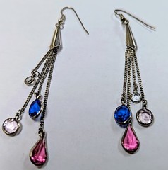 Vintage Earrings Disco Inspired Glam , 3.5 Inches Long
