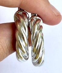 Arthur Court Aluminum Twisted Hoop Earrings 1.1 In Polished Discontinued Jewelry