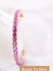 1.8mm wide Pink Sapphire Full Eternity Band Bridesmaid Gift Sapphire WeddingBand