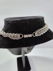 Vintage Signed Les Bernard High End Runway Modernist Silver Tone Necklace
