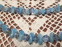 Vintage Laguna Necklace, Aurora borealis crystal, 3 Strand,Blue, 16″ Adjustable