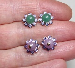 Vintage 10MM Amethyst CZ Seed Flower Jackets for Earrings Use with Any Studs