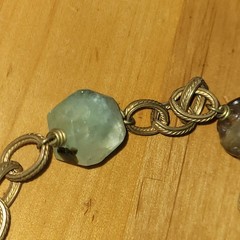 Vintage Artisan Jade Turquoise Carnelian Rutilated Quartz Necklace 14K GF