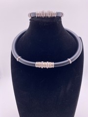 Erwin Pearl Choker & Bracelet Set Forever Silver Rubber Cubic Zirconia Modernist