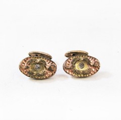 Vintage Edwardian Art Deco Art Nouveau Repousse Snake Rhinestone Cufflinks