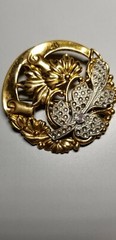 Victorian Vintage Repousse Flower Art Nouveau Art Deco Brooch 2″ Fine Detail