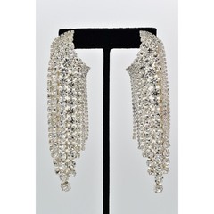 Vintage Crystal Climber Waterfall Earrings Drip Tassel Dangle Chandelier Y2K 9C