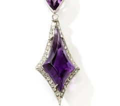 Vintage 49.22CT Pear & Trapezoid Cut Amethyst & 1.63CT White CZ Wedding Earrings