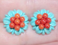 15MM Turquoise Flower Jackets For Stud Earrings Use With Any Studs Multi Listing