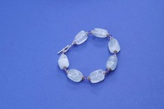 6.5”, Sterling silver bracelet, 925 bead charm with nugget prehnite grape stone