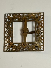 Antique Victorian Art Nouveau 1895-1910 Sash Buckle Enameled Brass 1.5” HTF