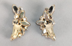 Verified Juliana D&E Frosted Amber Topaz Rhinestone Feather Brooch Earrings Set