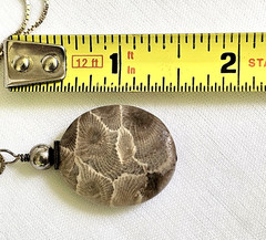 VTG Petoskey Stone Pendant Sterling Silver Necklace Fossilized Coral Jewelry