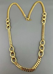 Vintage Monet Necklace Chunky Curb Chain Oval Link 1980s Gold Tone Signed 24”