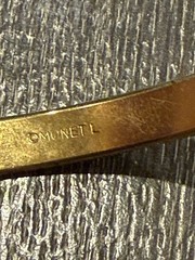 Vintage MONET Brushed Gold-Tone Bangle Bracelet Etched Diagonal Stripes 1970/80s