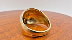 VTG KARATCLAD 18K DOME BOMBE STAR SET CZ ENGINE TURNED TEXTURE RING SIZE 5.25