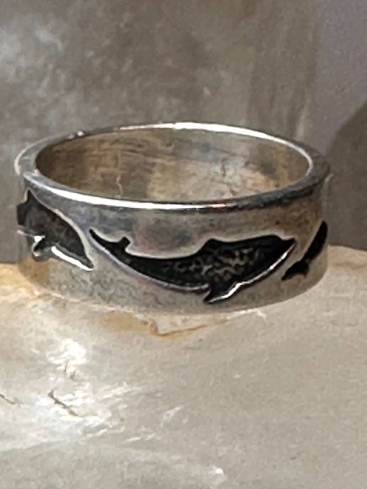 Dolphin ring dolphins band size 5.50 sterling silver women