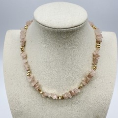 Vtg Rose Quartz Necklace Cluster Faux Glass Pearls Barrel Closure Estate