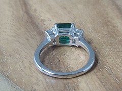 14K White Gold Natural Emerald Ring 1.73ct Radiant Cut w/ 0.80ct Diamond Accents