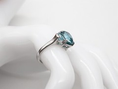 Designer $12,000 13ct Natural 3 Stone Blue Zircon Platinum Wedding Ring Band 9g