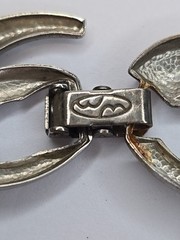 Vintage WM Necklace Silver Tone Decorative Oval Link Marked 17 Inch