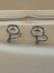 Art Deco Antique Sterling Rock Crystal Hexagon Star earrings