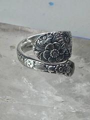 Floral Spoon ring flowers band size 5.50 sterling silver women girls 