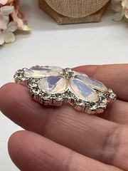Monet Pin Brooch Opalescent Silver Toned Clear Crystals