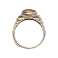 Vintage Designer Signed LS Sterling Silver Genuine Amber Size 8.5 Ring