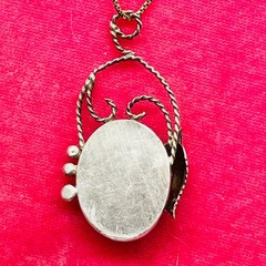 Sterling Silver Old Pawn 925 Necklace Pendant Southwest Moss Agate Oval Leaf 24″