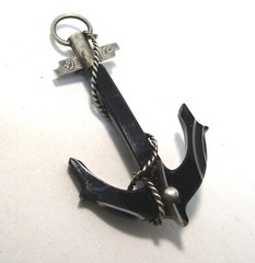 Victorian Silver and Banded Agate Anchor Pin 5.50 grams