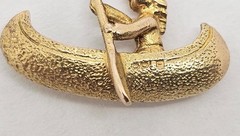 1921 PAYTON PEPPER CO. BIRMINGHAM 9K SOLID GOLD N.A. INDIAN ROWING A CANOE CHARM
