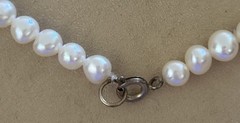 JTV Vintage carved Celadon Jade White Pearl Accents 28 inch beaded necklace