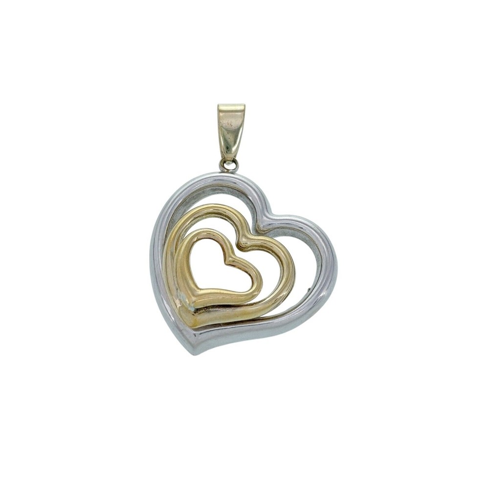 Vintage Sterling Silver 925 1/20 10K Gold-Fill Triple Heart Pendant