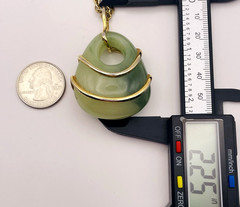 Vintage Faux Jade Gold Tone Pendant Chain Necklace