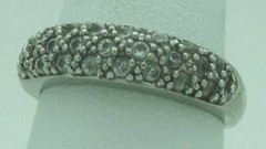 LOVELY ESTATE CHAPAL-ZENRAY 3-ROW WHITE STONE STERLING SILVER BAND RING, SZ 6.75