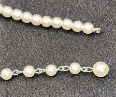Vintage Pearl Faux Crystal Statement Teardrop Pendant 1990s