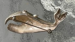 Vintage Mexico Sterling Silver 925 Whale Brooch / Turquoise Eye – 26g
