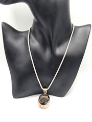 Italian Sterling 925 and Smoky Topaz Necklace 1/25″ faceted Topaz Stone