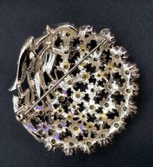 ART (C) Arthur Pepper Mode Art Brooch & Earring Set AB Rhinestone Pink Enamel