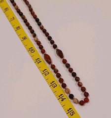 Vtg Long Carnelian Jasper Agate Stone Beaded Necklace 30″ Individually Knotted
