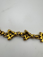 Vintage Rhinestone Bracelet Orange Opalite Link Mid Century MCM READ