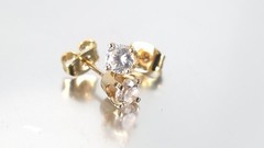 Vintage Estate 14K Solid Yellow Gold 0.5ct Cubic Zirconia Stud Earrings 4mm
