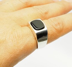 Vintage sterling silver and black onyx men unisex ring size 10